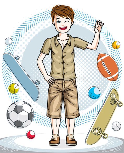 Teen Cute Little Boy Standing In Stylish Casual Clothes Vector Stock