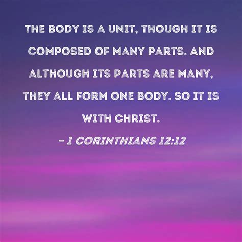 1 Corinthians 1212 The Body Is A Unit Though It Is Composed Of Many