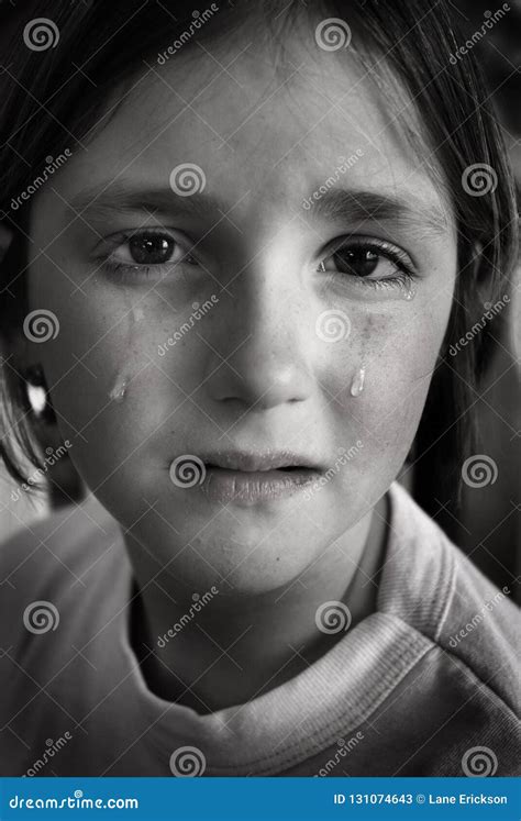 Girl Crying With Tears On Face Cheek Falling Stock Image Image Of