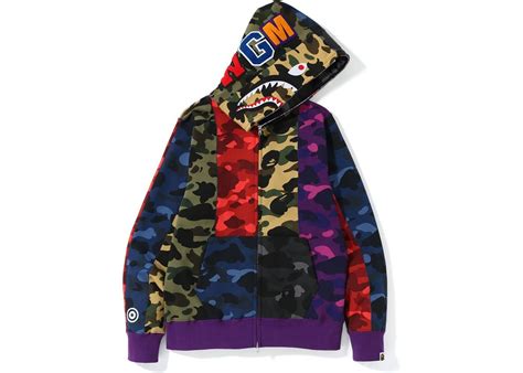 Other items like shirts and jackets are omitted legend: BAPE Mix Camo Crazy Shark Full Zip Hoodie Multi in 2020 ...