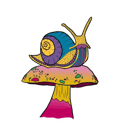 Psychedelic Snail On A Mushroom Etsy