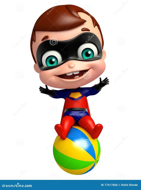 Cute Superbaby With Big Ball Stock Illustration Illustration Of Brave