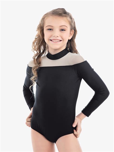 Womens Lilly K Reveal Ebony Sleeve Leotard Oh La La Dancewear