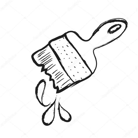 Painting a simple doodle wall in my studio using ironlak spray paint! Doodle paint brush simple illustration icon — Stock Photo ...