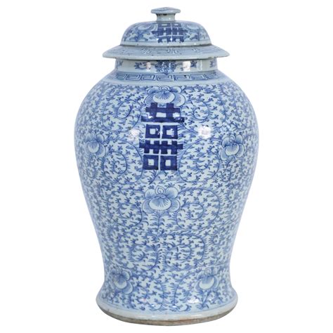 Pot à Gingembre En Porcelaine De Chine à Fleurs Bleues Et Blanches Sur