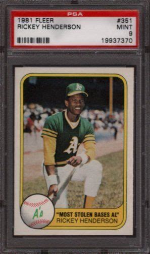 Maybe you would like to learn more about one of these? 1981 FLEER #351 RICKEY HENDERSON PSA 9 B1123371 by Fleer ...