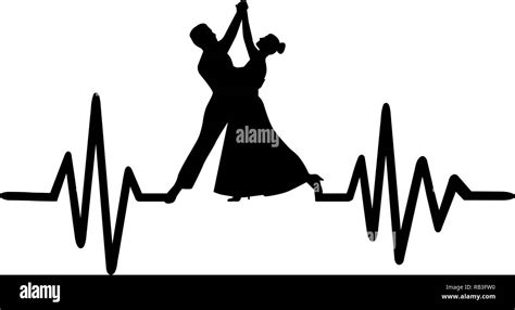 Heartbeat Pulse Line With Classic Dance Couple Stock Vector Image And Art