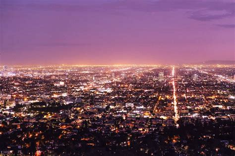 Puesta De Sol De Los Angeles Ciudad Y Urbano California Paisaje