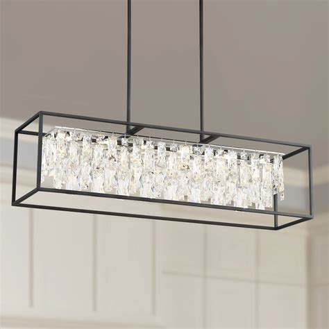 Possini Euro Design Black Chrome Large Rectangular Pendant Chandelier