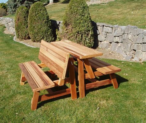 Herman Wooden Convertible Table Set With Bench Picnic Table Picnic