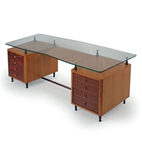 Gio Ponti And Alberto Rosselli Wood Crystal And Brass Desk 1950s Esercizi Di Attività