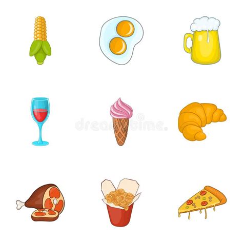 Calorie Food Icons Set Cartoon Style Stock Illustration Illustration