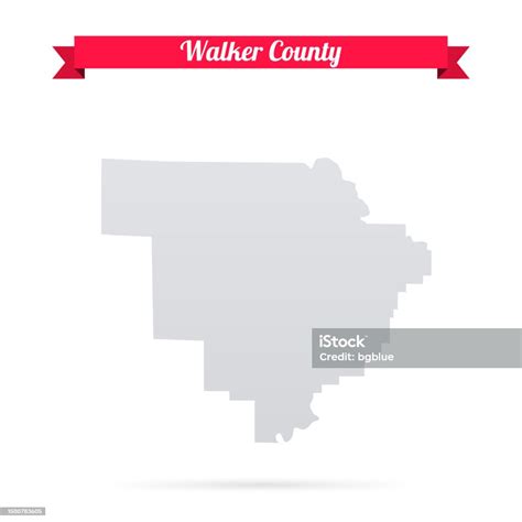Walker County Alabama Map On White Background With Red Banner Stock