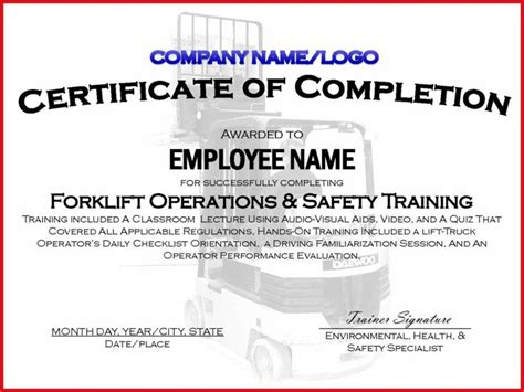 Osha Forklift Certification Online Free Forklift Certificate Intended
