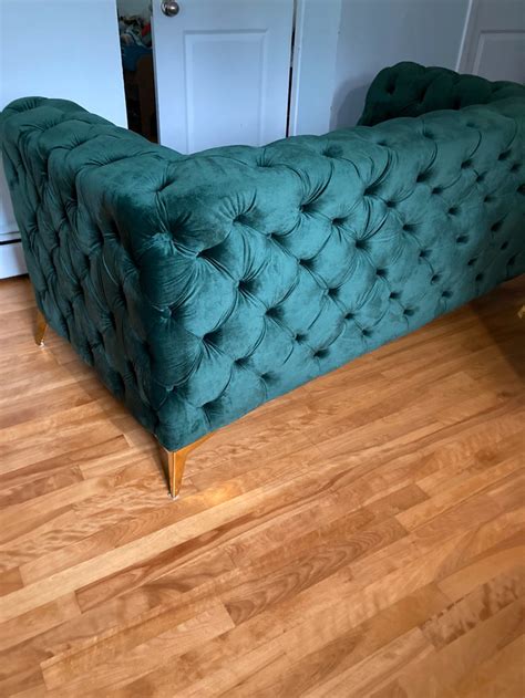 Emerald Green Velvet Loveseat In Perfect Condition Like New Couches