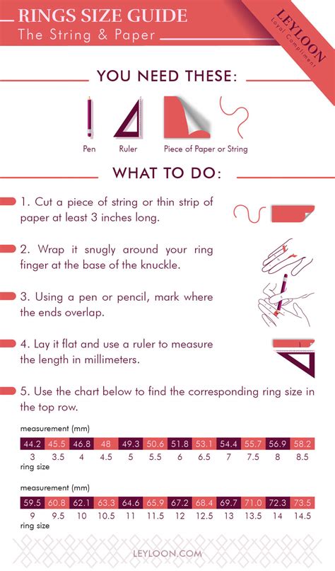 Ring Size Chart Measuring Tape