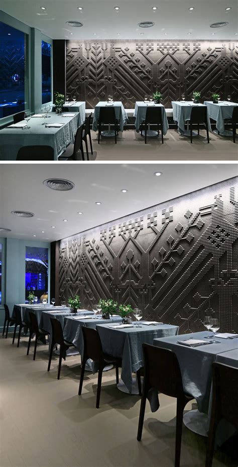 chiseled stone tapestries cover  walls   restaurant  london