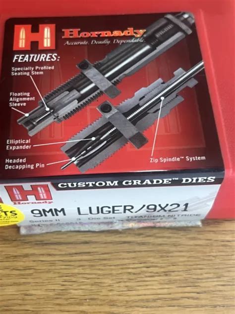 Hornady 9mm Luger9x21 Custom Grade Reloading 3 Die Set Taper Crimp
