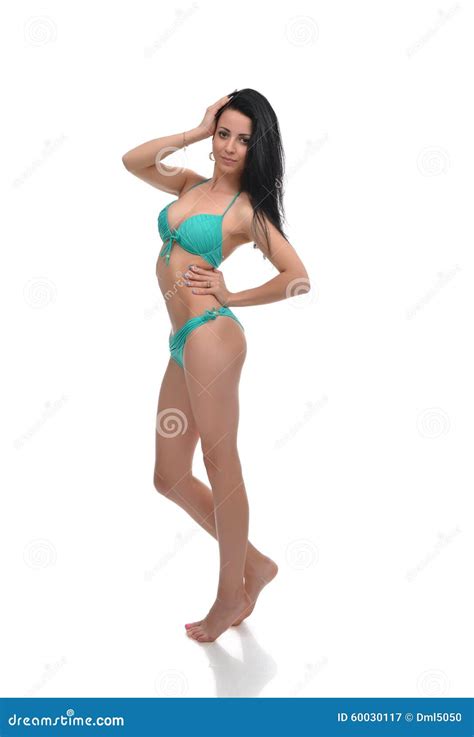 Beautiful Full Body Brunette Beauty Woman In Blue Underwear Stock Image Image Of Cute