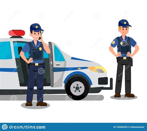 Police Officers Ready To Work Cartoon Characters Work Cartoons