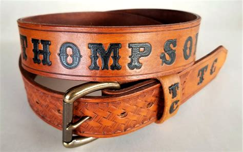 Personalized Leather Belt Engraved With Name And Initials