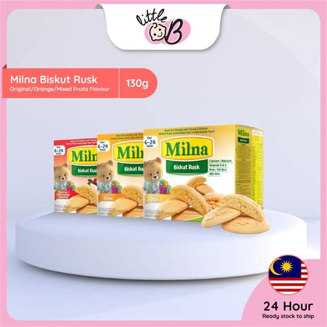 Milna Baby Biscuit Rusks For 6 24bulan Originalorangemix Fruit 130g