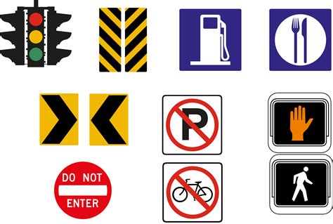 Clipart Road Signs Icon Set