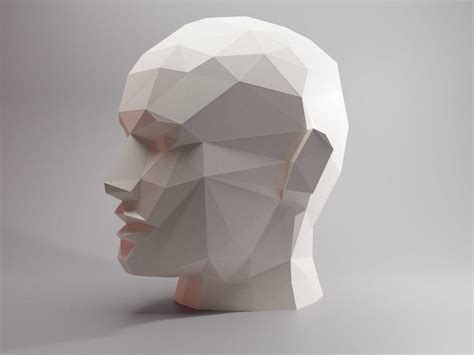 3d Human Face Papercraft Trophy Origami Full Face Abstract Etsy In