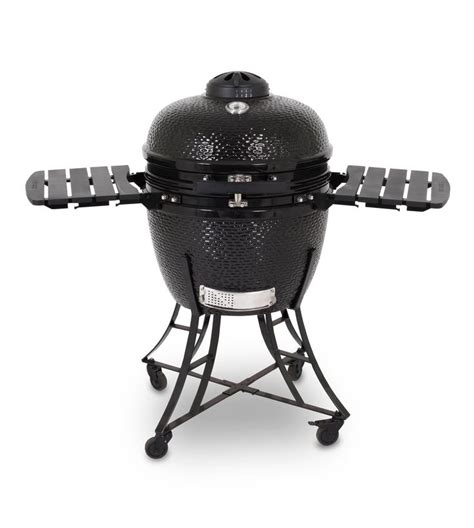 Pit Boss K22 22 Ceramic Kamado Black Grill With Bamboo Side Shelves In 2023 Louisiana Grills
