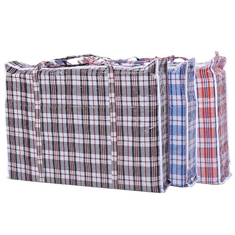 6pcs Large Plastic Checkered Storage Bags Reusable Laundry Shopping Clothes Travelling College