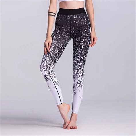 Aliexpress Com Buy Black Printed Yoga Pants Tights Fitness Gym