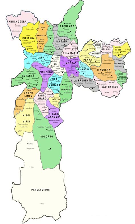 Mapa Das Subprefeituras De São Paulo E Seus Distritos Fonte Site Download Scientific Diagram
