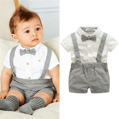 During pregnancy, most parents will spend their money and energy preparing new baby arrival. New born baby boy gentleman style shirt and Romper ...