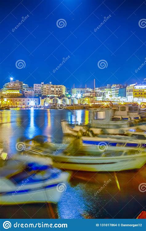 Panorama Of Old Venetian Harbour With Lines Of Ships And Boats Stock