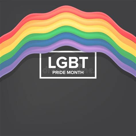 Happy Pride Month Square Banner With Pride Color Wave Ribbon Flag
