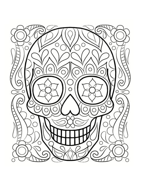Coloriage tête de mort mexicaine : 20 dessins à imprimer | Skull