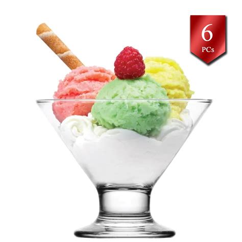 Lav Ice Cream Glass Bowl Set Of 6 Clear Ice Cream Sundae Glasses 55