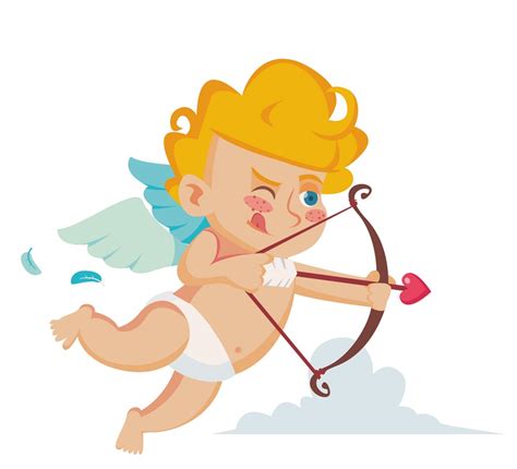 classic cupid vector cupids silhouette valentine day shoots a bow flat cartoon illustration