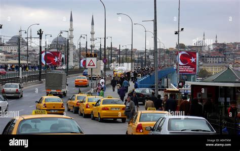 Turkey Country Istanbul City Center Street Scene Traffic Stock Photo
