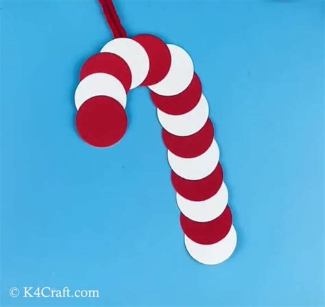 Paper Circles Candy Cane Craft For Kids Step By Step Tutorial K4 Craft
