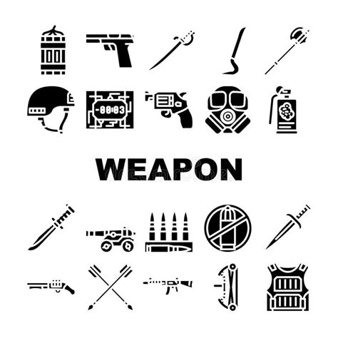 Weapon Military Army Equipment Icons Set Vector Stock Vector
