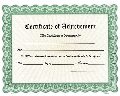 Blank Achievement Certificate Award Goes 3461 Green Border