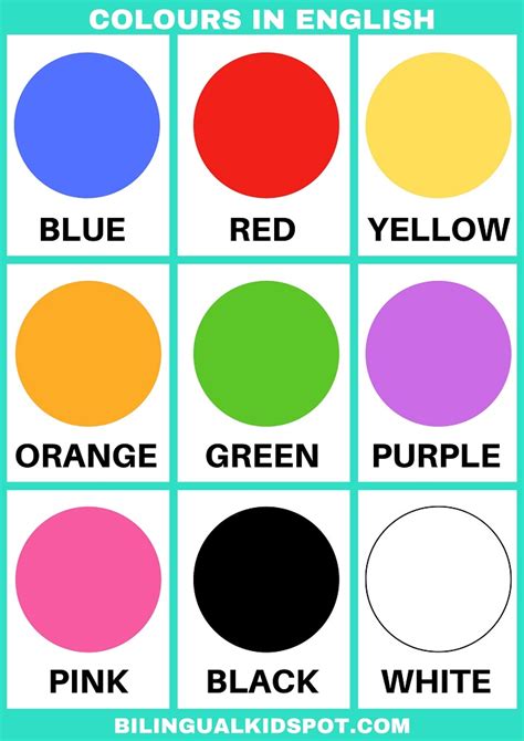 Learn English Vocabulary Colours Colors Eslbuzz