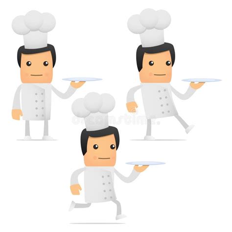 Set Of Funny Cartoon Chef Stock Vector Illustration Of Character