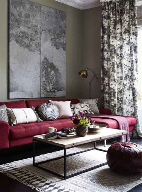 It is known for classical ornamentation, course carvings, and dark finish. Autumn/winter style inspiration: berry shades | Red couch living room, Red sofa living room ...