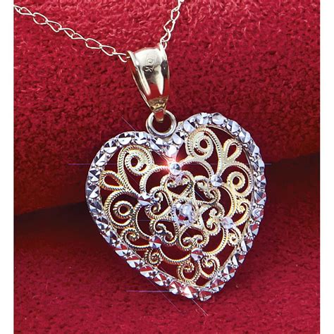 10 Karat Gold Filigree Heart Necklace 211908 Jewelry At Sportsman