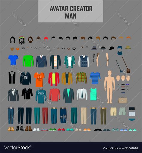 Male Avatar Creator Man Maker Male Avatar Vector Image