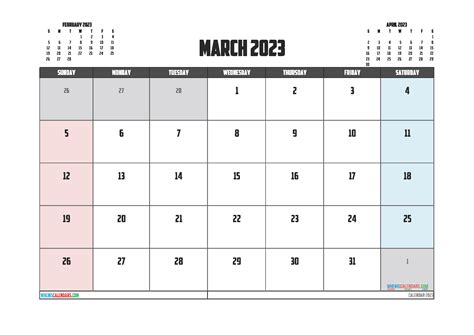 Free Blank Calendar March 2023 Pdf And Image