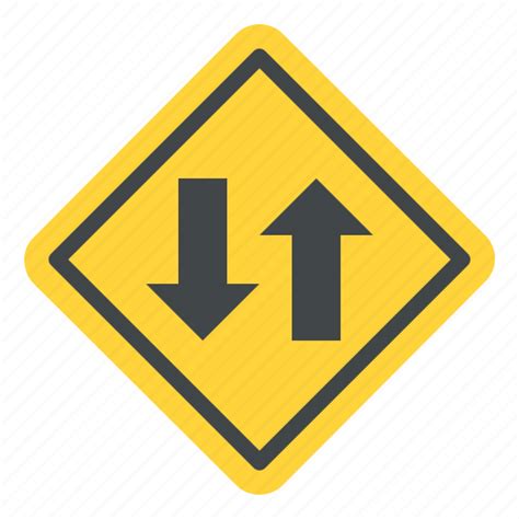 Two Way Traffic Warning Road Sign Label Icon Download On Iconfinder