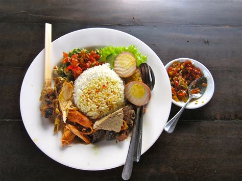 Nasi Campur Mixed Rice A Dish Of Rice Topped With Various Meats